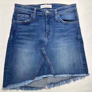Flying Monkey  High-Waisted Distressed Denim Skirt Frayed Asymmetric Hem 26